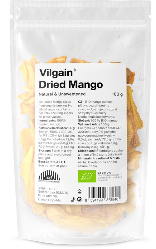Vilgain Mango sušené BIO –  3× 100 g