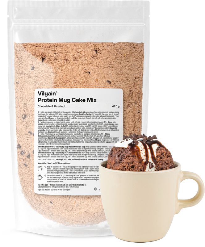 Levně Vilgain Protein Mug Cake Mix – čokoláda a lískový oříšek 420 g