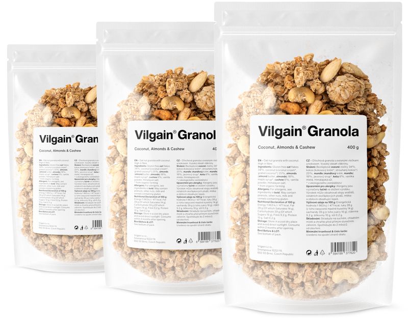 Vilgain Granola –  3× kokos, mandle a kešu 400 g