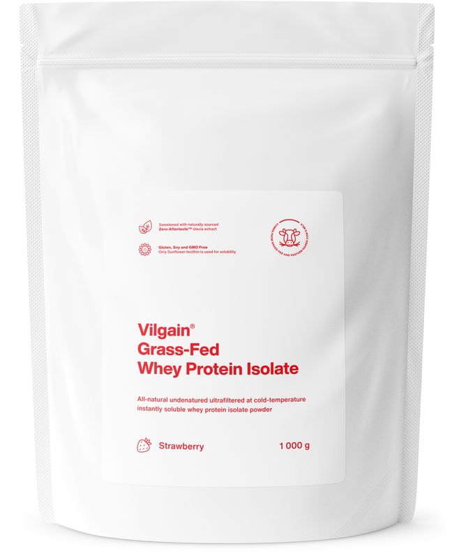 Vilgain Grass-Fed Whey Protein Isolate jahoda 1000 g Obrázek