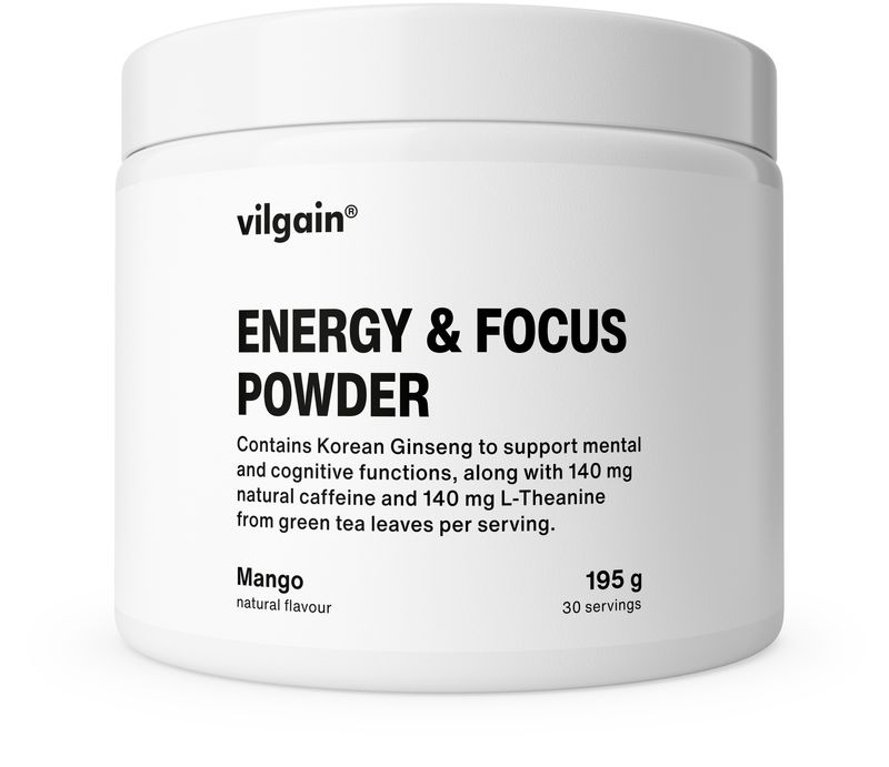 Levně Vilgain Energy & Focus Powder – 3× mango 195 g