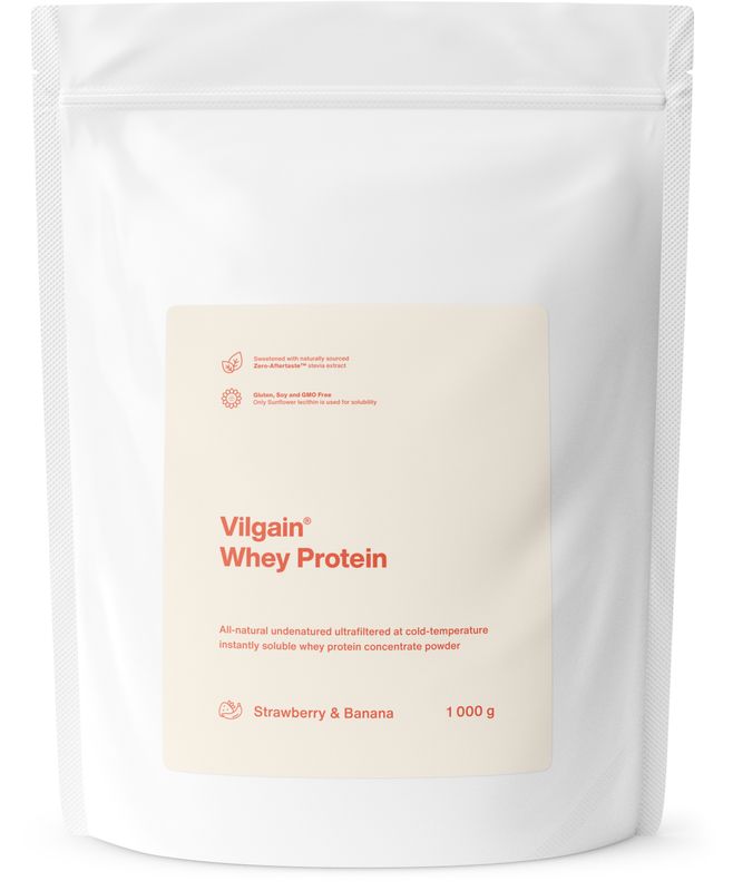 Vilgain Whey Protein jahoda a banán 1000 g Obrázek