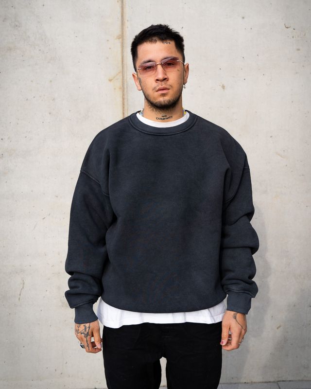 Vilgain Oversize Heavy Crew Neck XS/S Jet black - mineral wash Obrázek