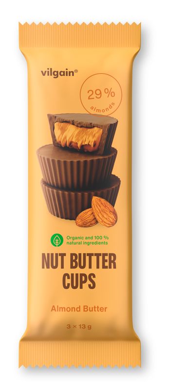 Levně Vilgain Nut Butter Cups BIO – mandlové máslo 39 g (3 x 13 g)