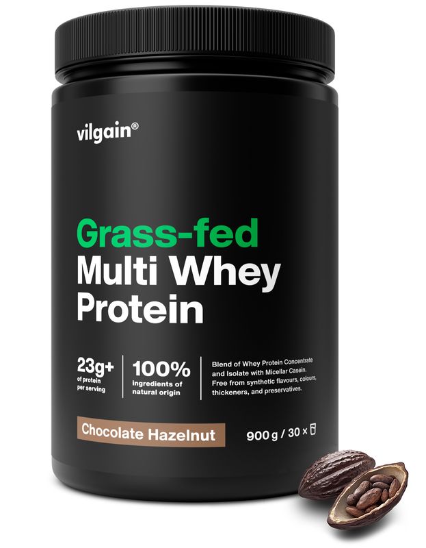Grass-Fed Multi Whey Protein – čokoláda a lískový oříšek 900 g