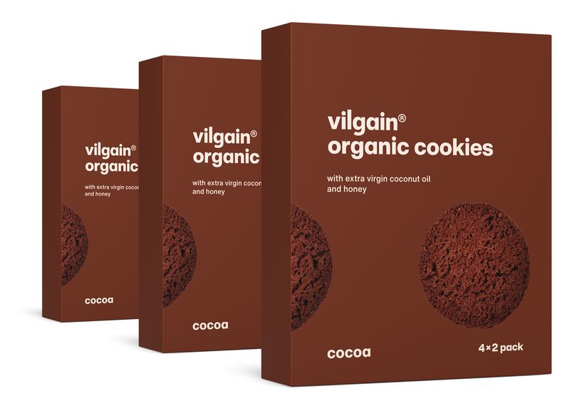 Levně Vilgain Cookies BIO – 3× kakao 135 g (4 x 2 sušenky)