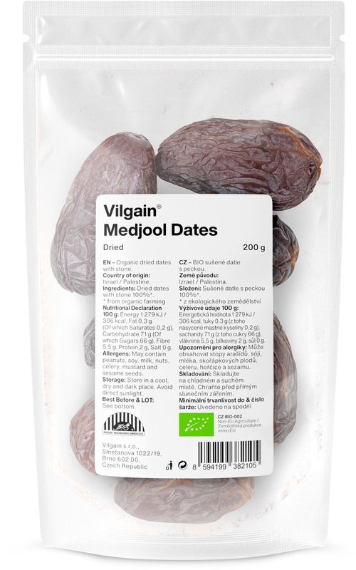 Vilgain Datle medjool sušené BIO –  3× 200 g