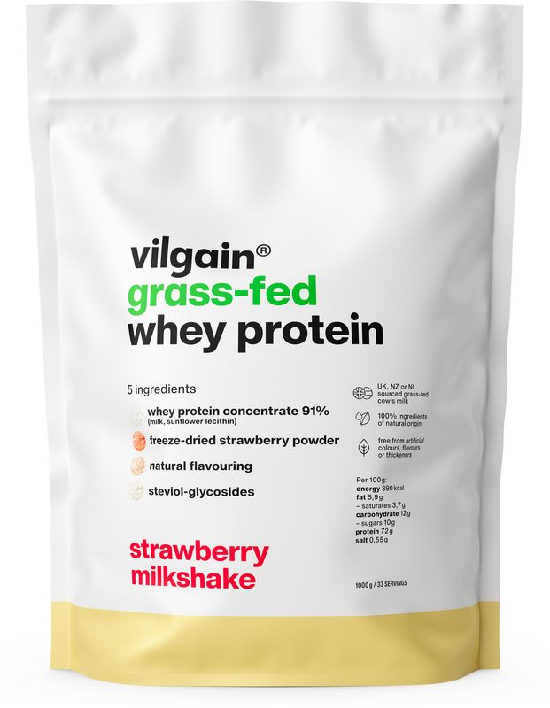 Levně Vilgain Grass-Fed Whey Protein – jahodový milkshake 1 000 g
