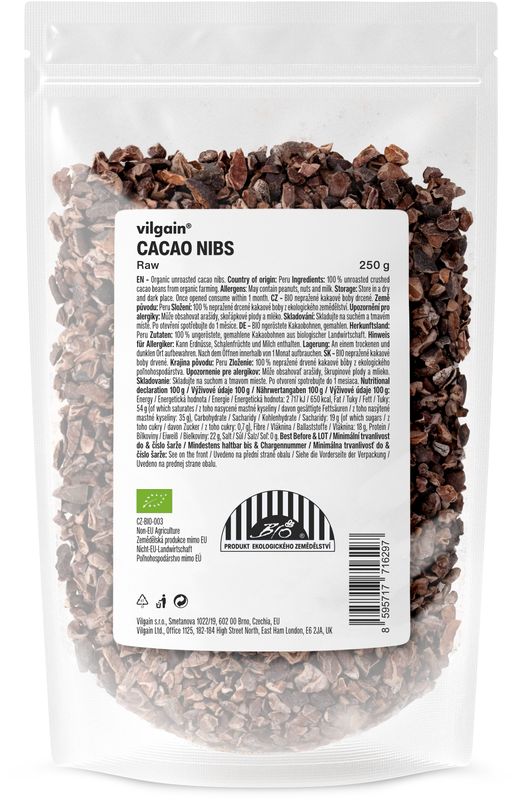 Levně Vilgain Kakaové boby drcené BIO – neslazené 250 g