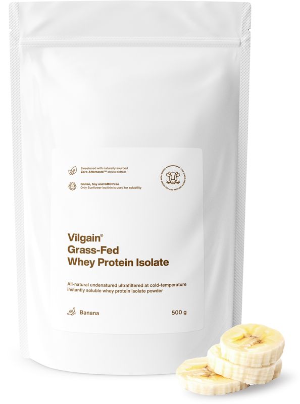 Vilgain Grass-Fed Whey Protein Isolate banán 500 g Obrázek