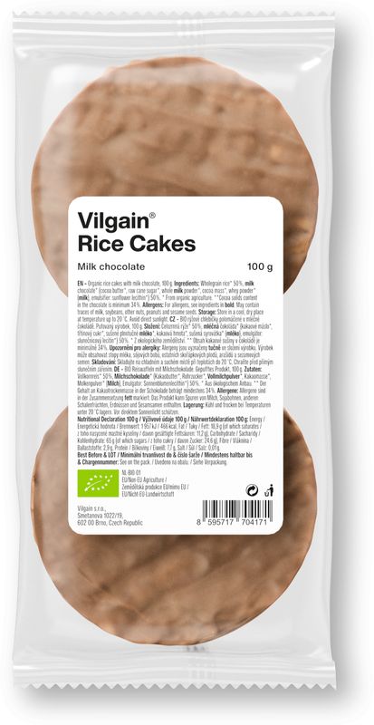 Vilgain Rýžové chlebíčky BIO mléčná čokoláda 100 g