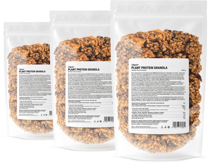 Vilgain Plant Protein Granola –  3× Zahradní ovoce se semínky 350 g