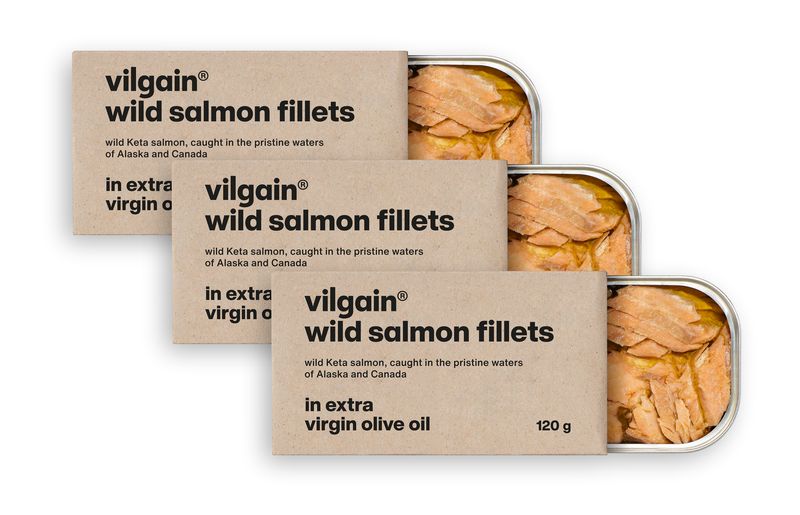 Vilgain Filety z divokého lososa – 3× v olivovém oleji 120 g