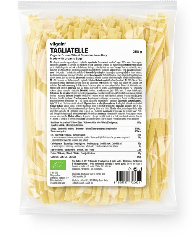 Vilgain Tagliatelle těstoviny BIO vaječné semolinové 250 g Obrázek