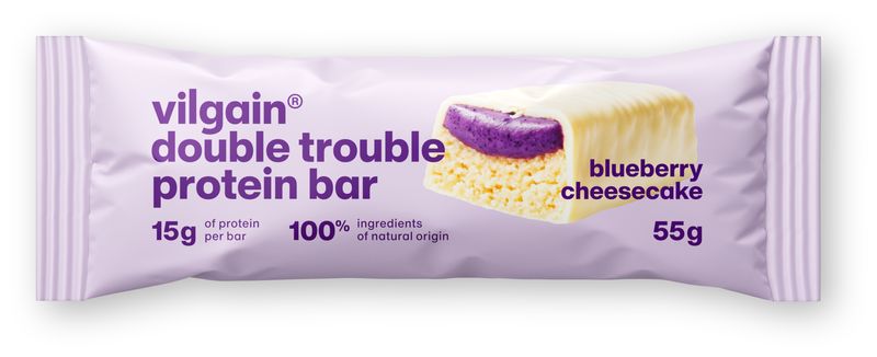 Vilgain Double Trouble Protein Bar – borůvkový cheesecake 55 g Obrázek