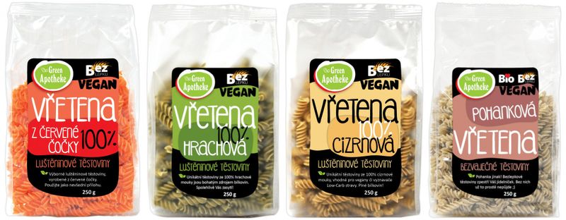 Levně Green Apotheke Bezlepkové těstoviny – 1 000 g (4 x 250 g)