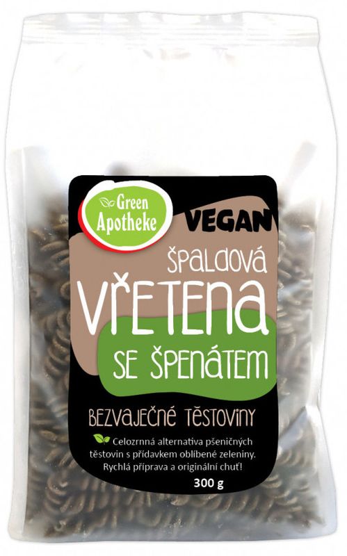 Levně Green Apotheke Vřetena špaldová celozrnná se špenátem – 300 g