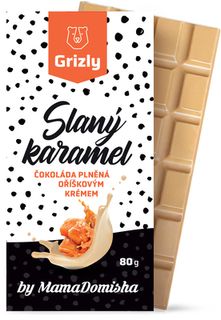 Grizly Karamelová čokoláda plnená orieškovým krémom Slaný karamel by Mamadomisha