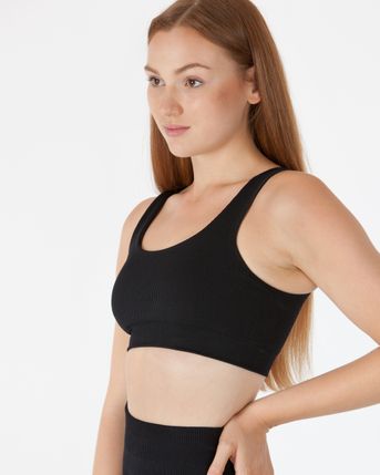 COS Seamless Ribbed Bra in BLACK