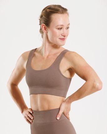 COS Seamless Ribbed Bra in DARK BEIGE