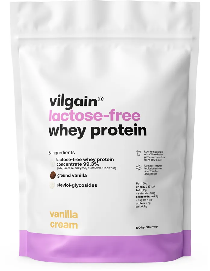 Lactose Free Whey Protein Vanilla Cream - Vanilla cream flavor protein powder by Vilgain