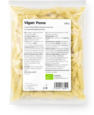 Vilgain Penne těstoviny BIO