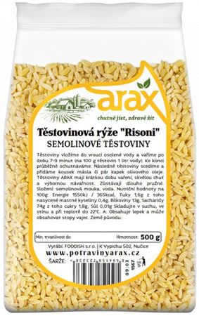Arax Těstoviny semolinové rýže "Risoni"