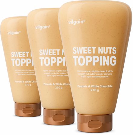 Vilgain Sweet Nuts Topping – Földimogyoró fehér csokoládéval 270 g 