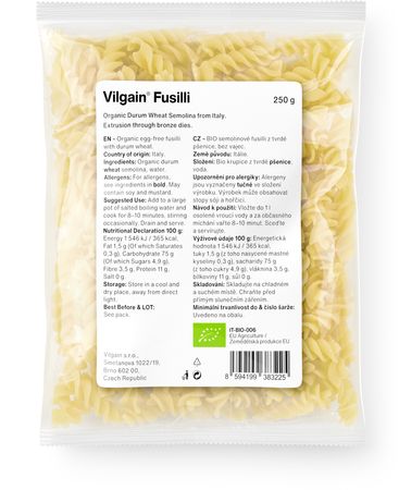 Vilgain BIO Fusilli tészta