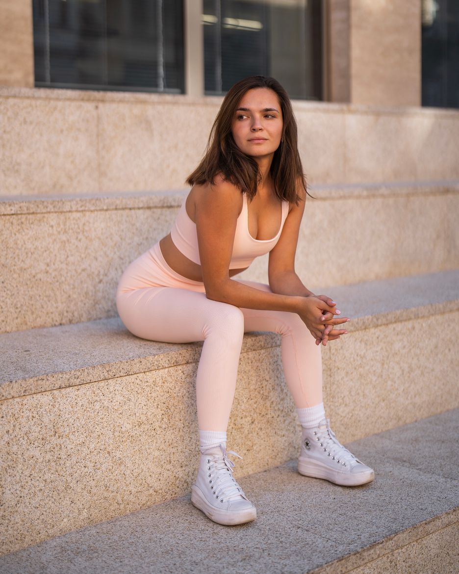 Nahtlose gerippte Leggings für Damen