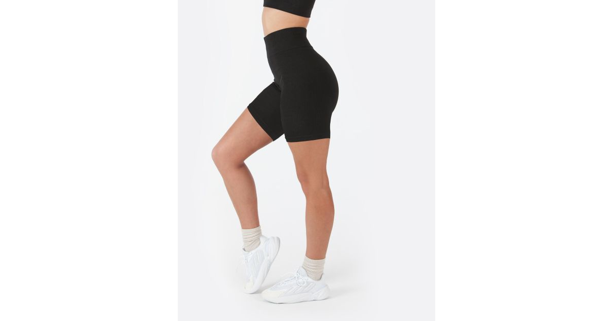 Helene Ribbed Biker Short Leggings in Black - ActandBe