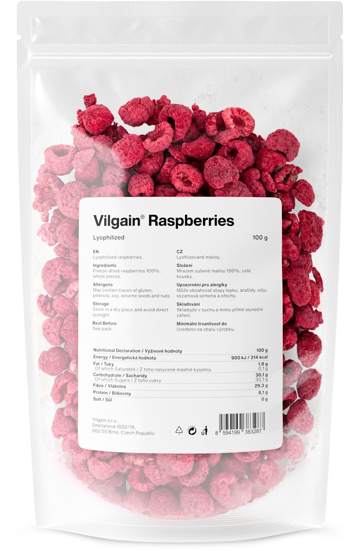 Vilgain Freeze Dried Raspberries