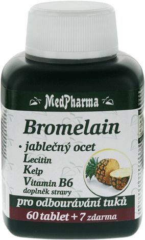 MedPharma Bromelain 300 mg + jabl. ocet + Lecitin + kelp + B6