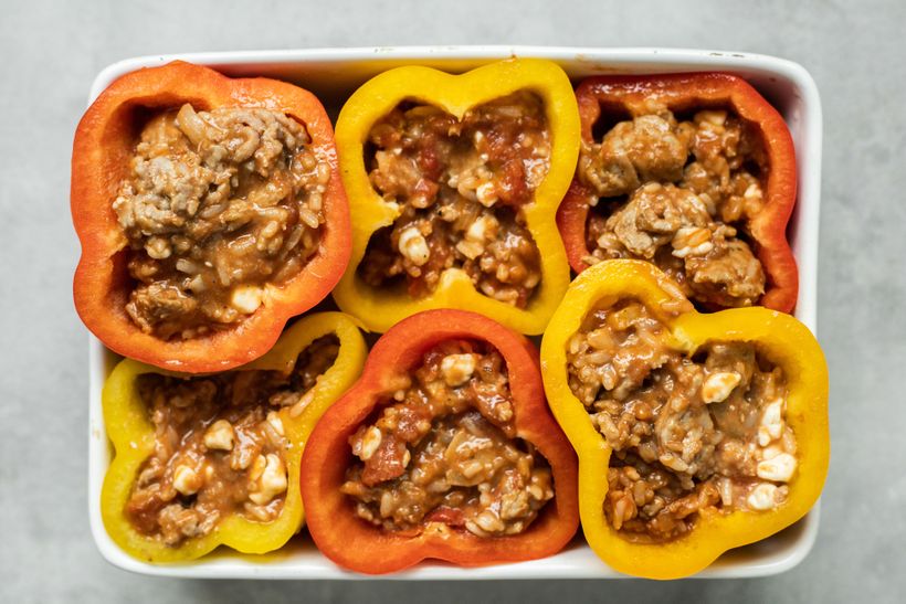 Gefüllte Paprika mit Hackfleisch im Backofen