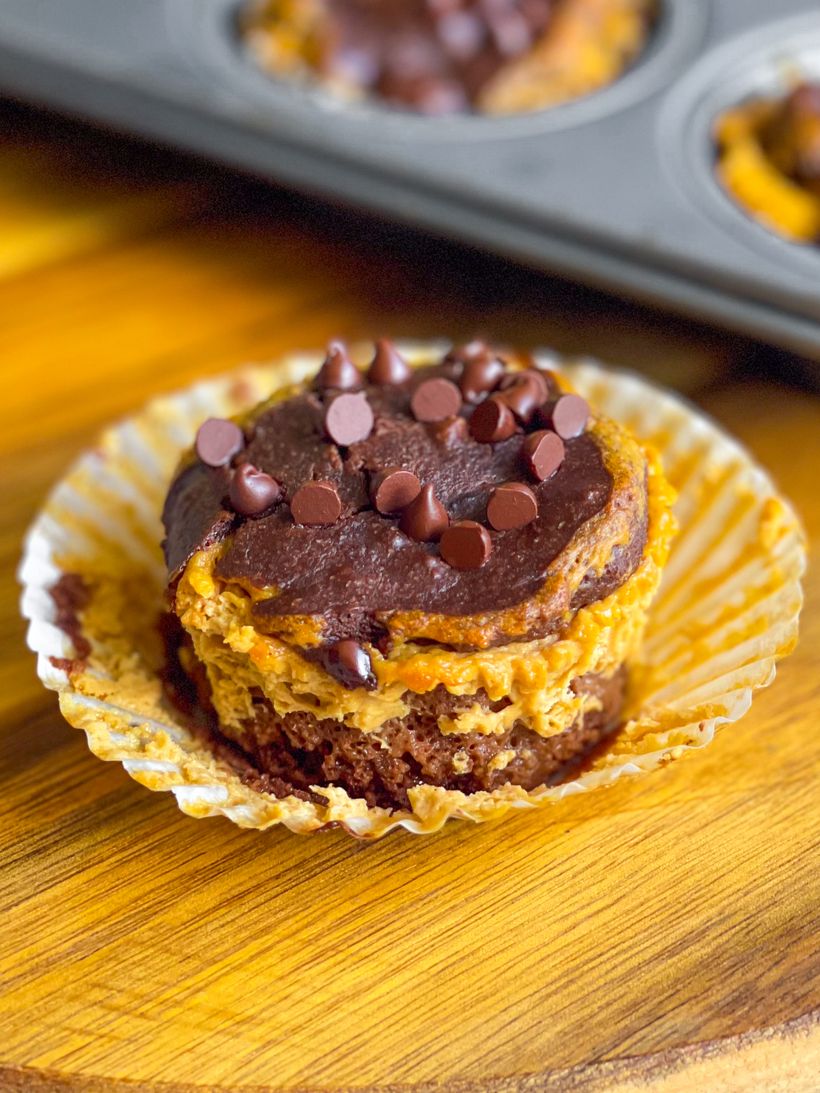 Čokoládové cheesecake muffiny