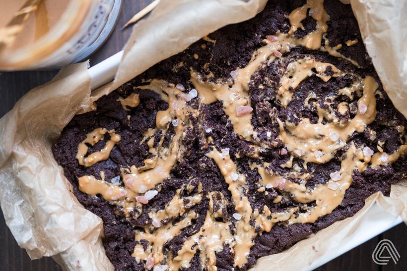 Vegan čokoládové brownies s arašídovým máslem
