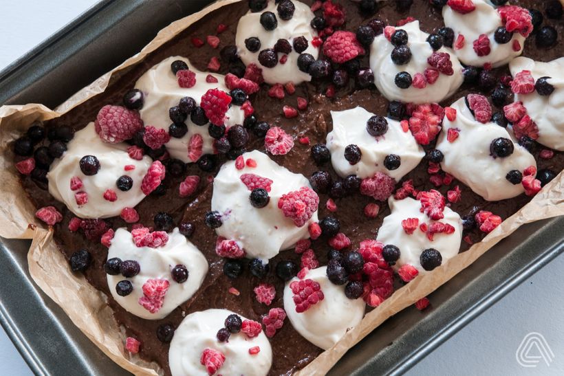 Proteínové brownies s tvarohom