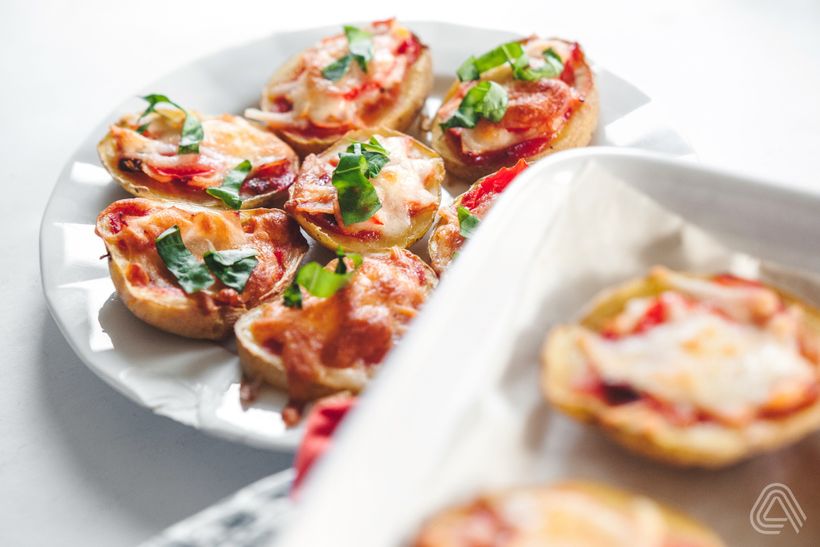Fitness jednohubky: Bramborové pizza jednohubky zmizí během chvíle ze stolu