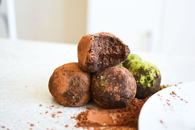 Matcha proteínové guľôčky
