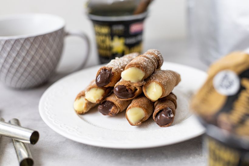 Vychutnejte si křehké kremrole plněné proteinovým pudinkem