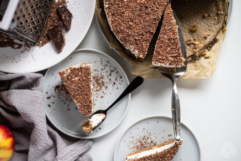 Nepečený jablečný dort s tvarohem