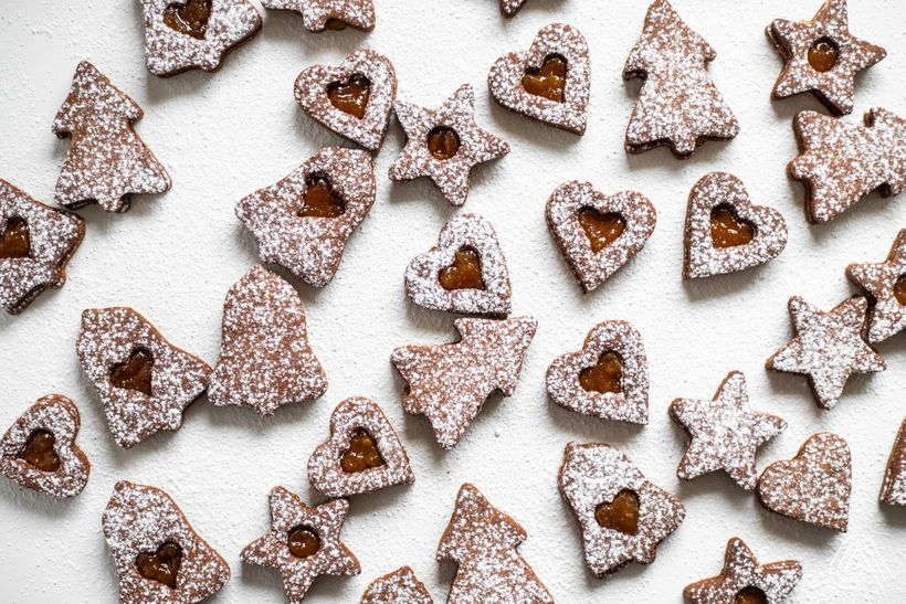 Kakaové linecké koláčiky s džemom