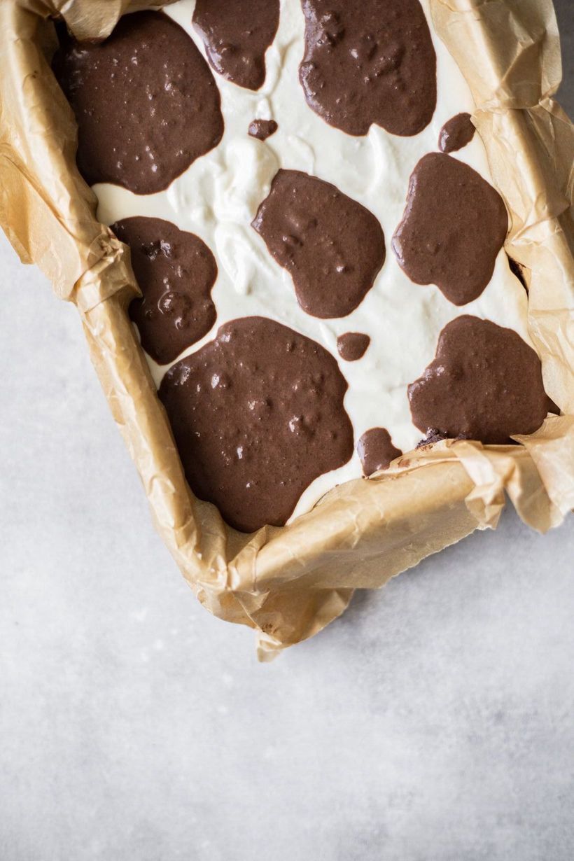 Zdravé cheesecake brownies