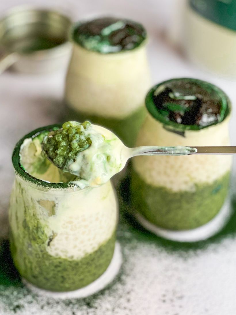 Tapioca Pudding with Spirulina