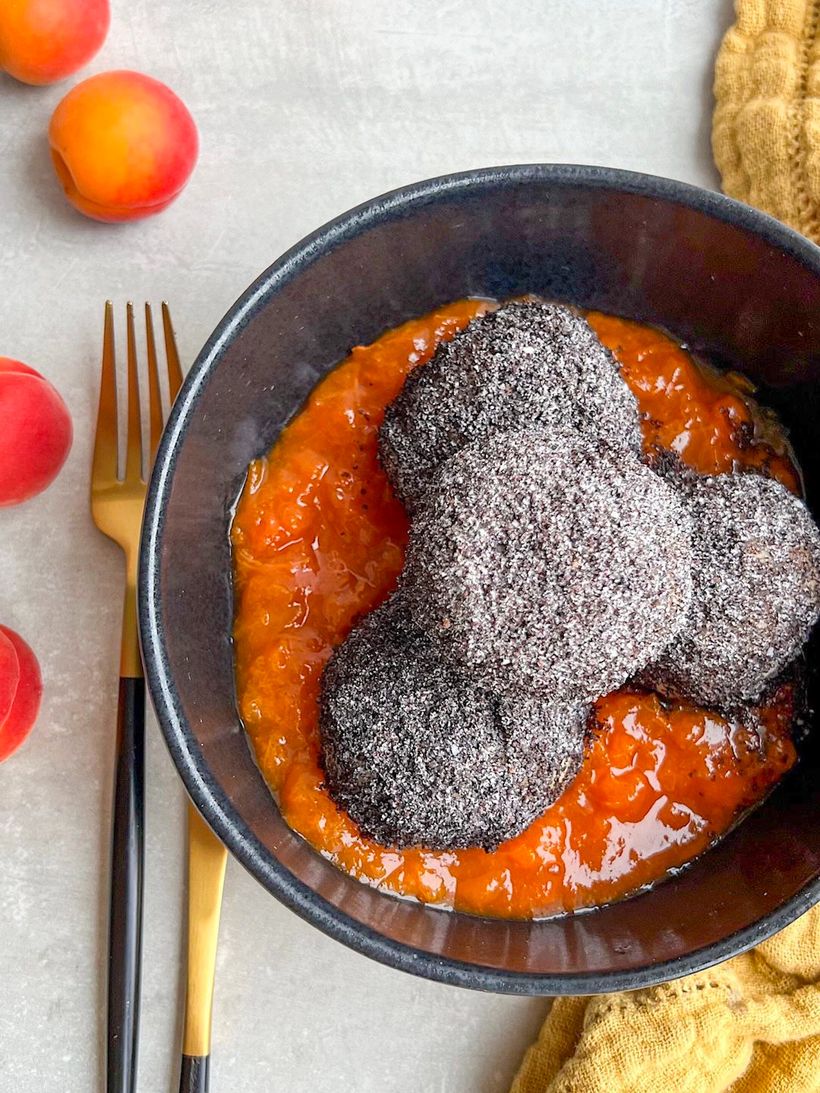 Apricot Dumplings with Poppy Seeds