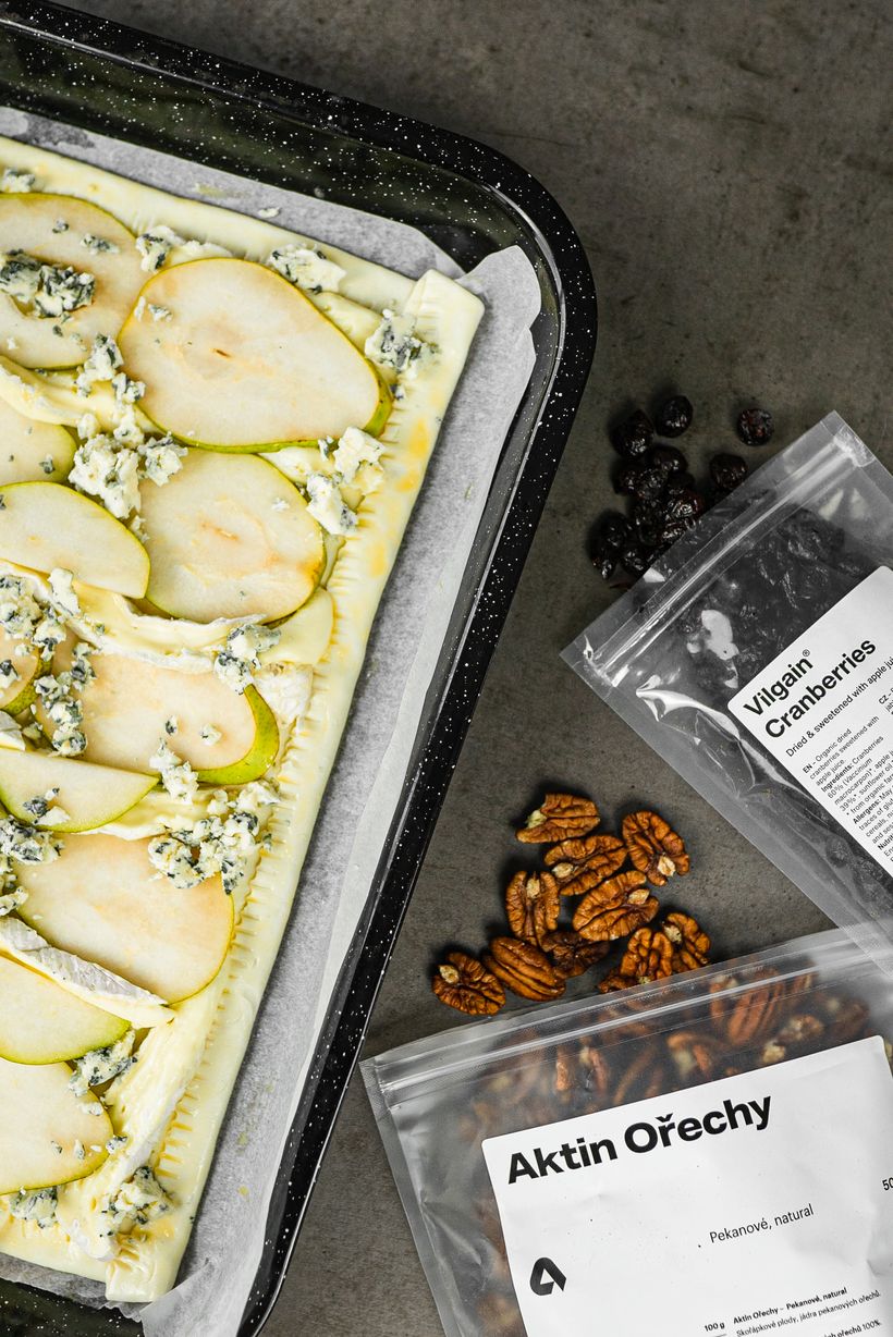 Slaný hruškový koláč z lístkového cesta