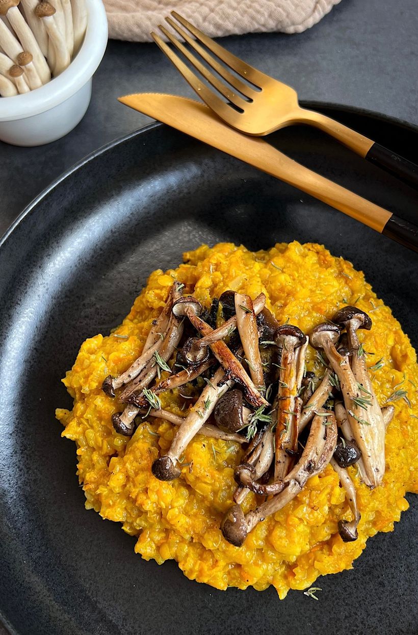 Čočkové rizoto s restovanými houbami