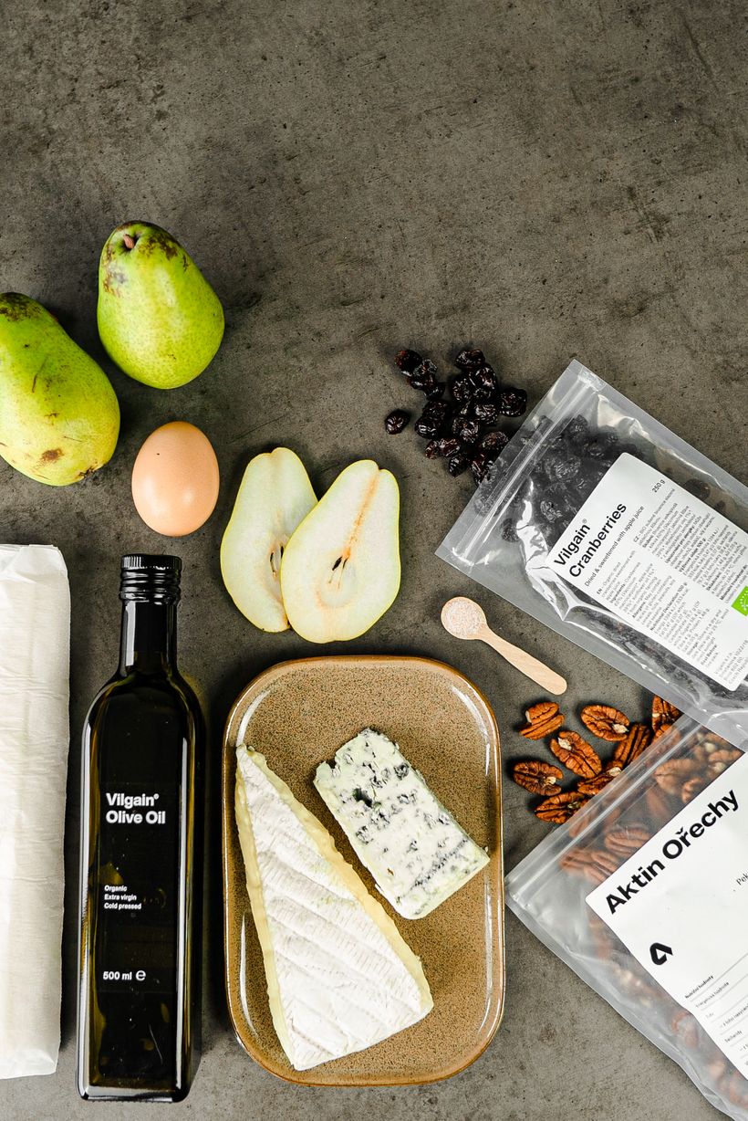 Slaný hruškový koláč z lístkového cesta