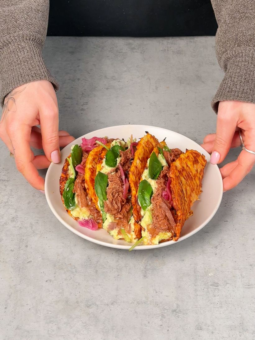 Karotten-Wraps mit Pulled Beef