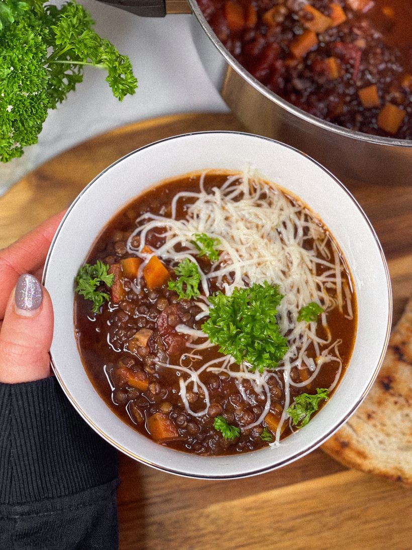 Einfache Linsensuppe mit Gemüse